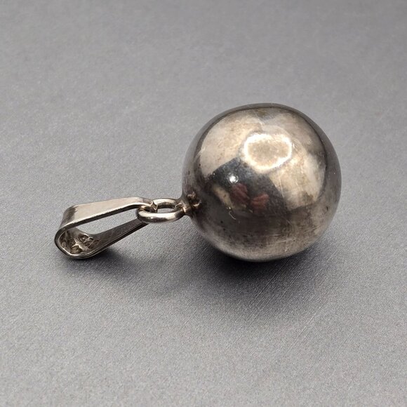 VTG Taxco Sterling Silver Chime Ball Pendant 1.5" 925 Mexico, 12.02g - Picture 1 of 9